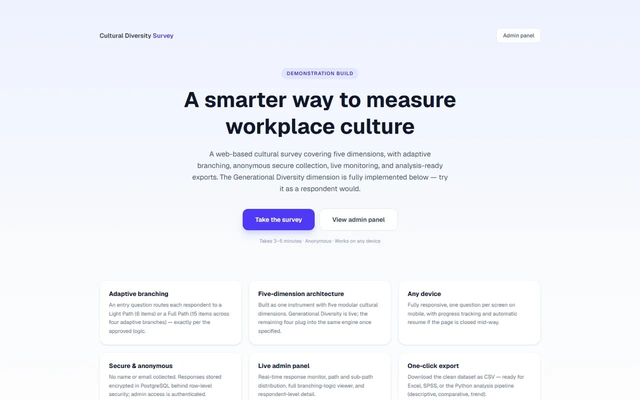 Cultural Diversity Survey — Workplace-culture SaaS